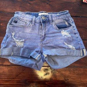 RANCAN RIPPED TORN JEAN CUFFED SHORTS SIZE W3 25 Cut#30874